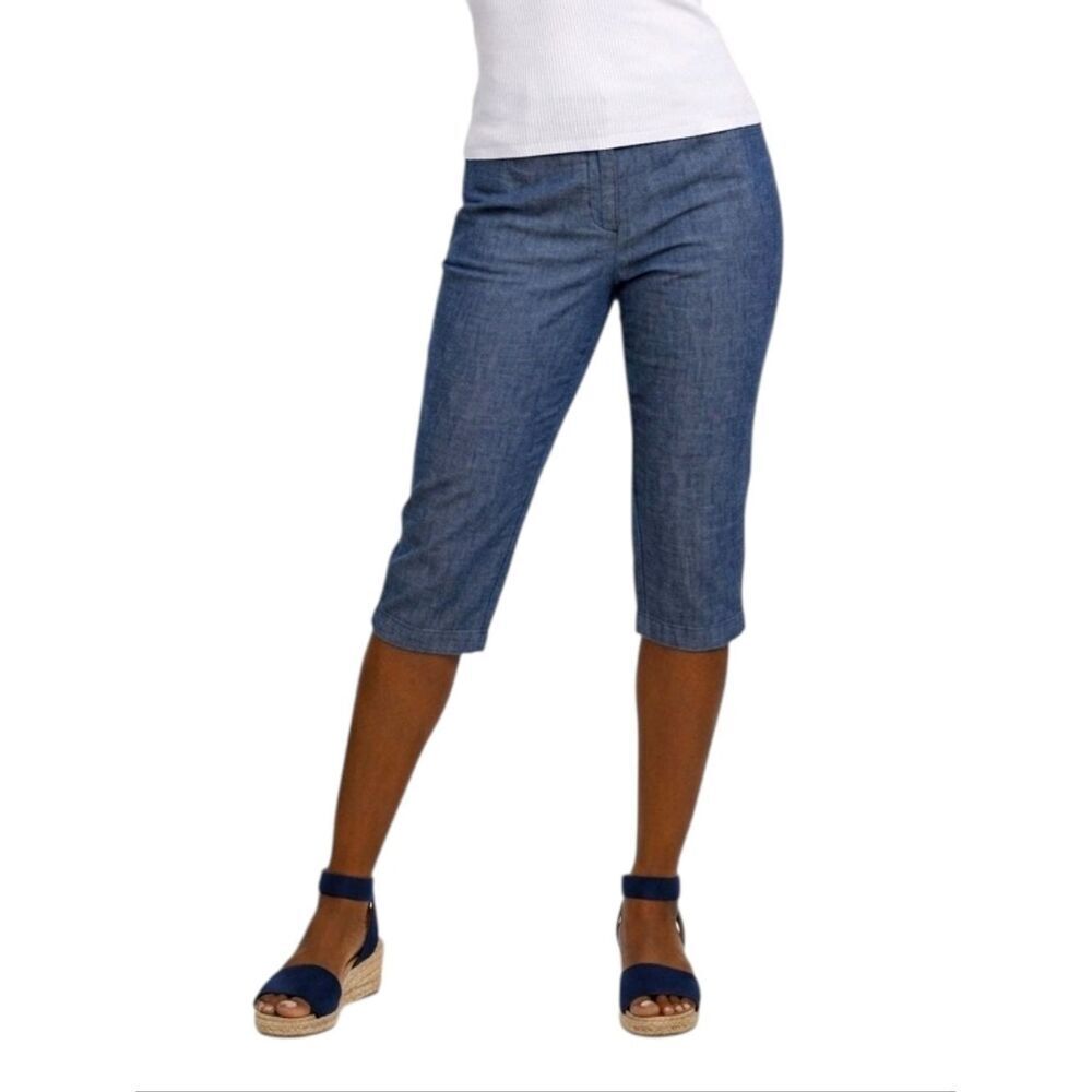 Croft&Barrow Blue Classic Fit Stretch Cotton Capri Pants Size 12